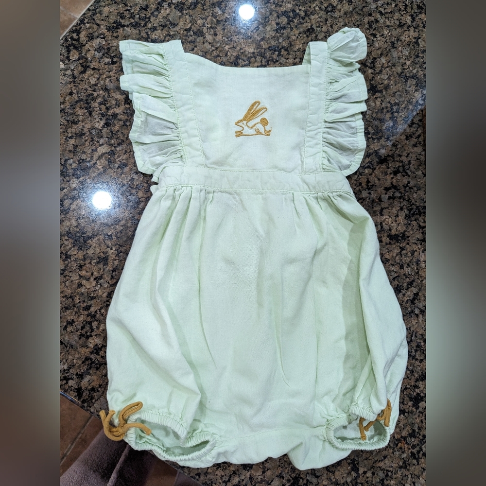 Hallmark bunny  baby heirloom embroidered bunny mint green 18/24m